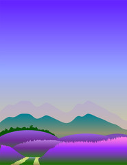 France vector landscape with blooming lavender