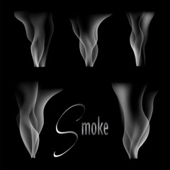 White smoke vector illustration on black background