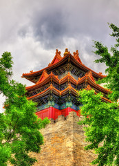 Fototapeta na wymiar Watch Tower of the Forbidden City in Beijing