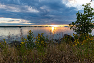 Beautiful sunset from Cunovo at galleries, Slovakia, Europe