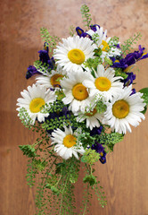 Bouquet of chamomiles and irises