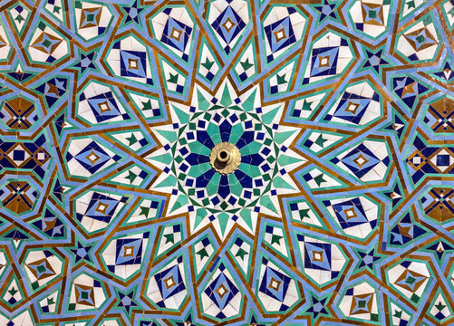 Moroccan mosaic tile, ceramic, Hassan II Mosque, Casablabca