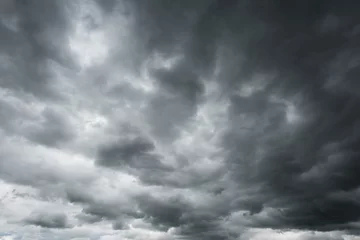 Papier Peint photo Ciel Dark storm cloud befor rainy, Black and high contrast cloud background