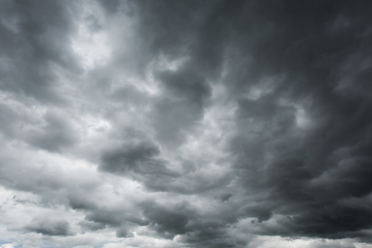 Dark storm cloud befor rainy, Black and high contrast cloud background