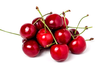 Obraz na płótnie Canvas Red cherries isolated on a white background