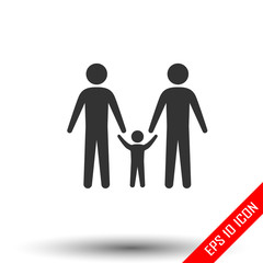 Gay family icon. Simple flat logo of gay family door on white background. Vector illustration.