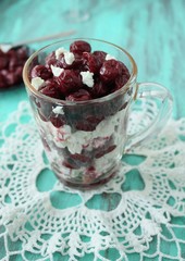 Dessert with cottage cheese and cherries