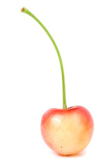 one yellow cherries isolated on white background