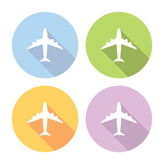 Airplane Flat Icons Set