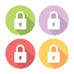 Lock Protection Symbol Flat Style Icons Set