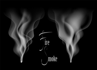Fire smoke vector illustration, transparent realistic smoke effect