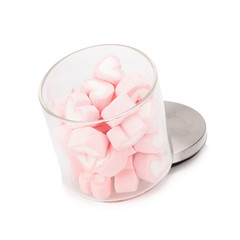 Pink sweet heart marshmallow on white background