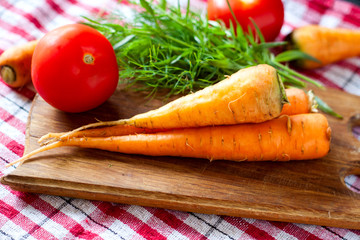 still life of carrot on the cutting board