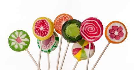 Assorted colorful lollipops