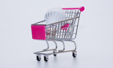 Shopping supermarket trolley isolated on the white