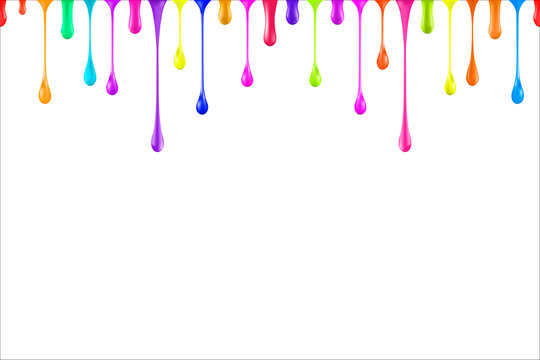 Rainbow colors oil paint glossy drops isolated on white