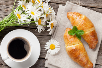 Croissants and coffee cup