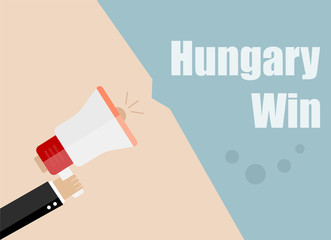 Hungary win. Flat design vector business illustration concept Digital marketing business man holding megaphone for website and promotion banners.