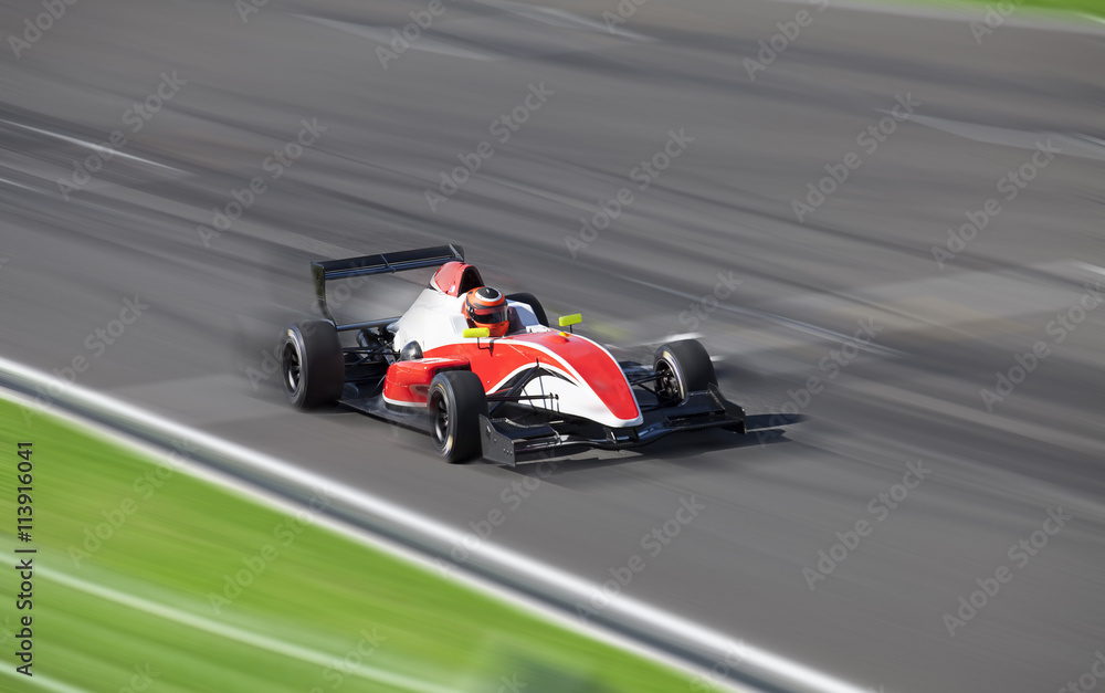 Wall mural Bolide driving at high speed in circuit