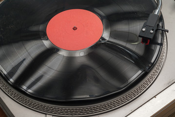 Detail shot of a record player