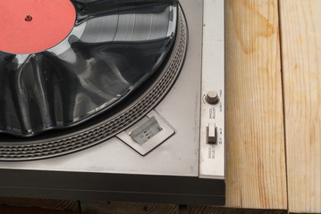 Detail shot of a record player
