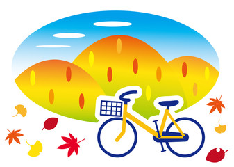 秋の彩り　サイクリング　自転車
