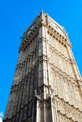 Big Ben clock tower at Westminster Palace in London 