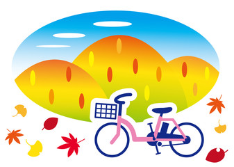 秋の彩り　サイクリング　電動アシスト自転車