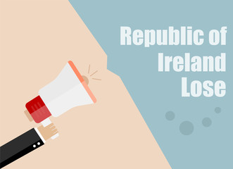 Republic of Ireland lose. Flat design vector business illustration concept Digital marketing business man holding megaphone for website and promotion banners.