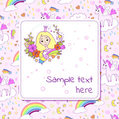 Banner design with with cute princess and space for text.