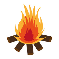 wooden logs with flame,vector graphic