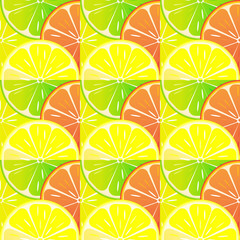 seamless pattern of orange, lemon, lime and grapefruit