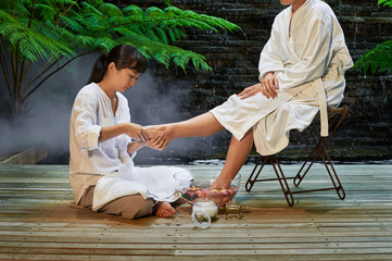 asian foot massage salts gentle spa treatment
