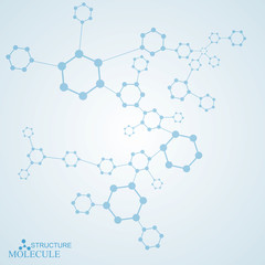 Fototapeta premium Structure molecule and communication Dna, atom, neurons. Science concept for your design. Connected lines with dots. Medical, technology, chemistry, science background. Vector illustration.