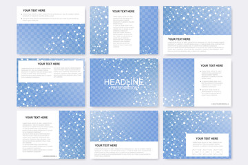 Big set of vector templates for presentation slides. Modern graphic background molecule structure and communication. Medical, science, chemistry, technology design