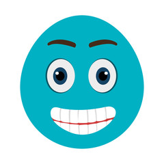 Fototapeta premium blue cartoon face smiling,vector graphic