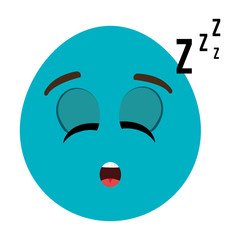 blue cartoon face with sleepy expression,vector graphic