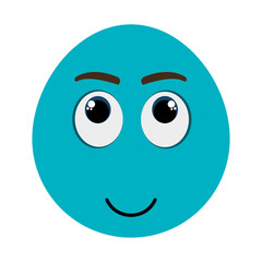 blue cartoon face with chill expression,vector graphic