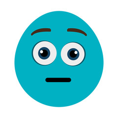 blue cartoon face with surprised expression,vector graphic