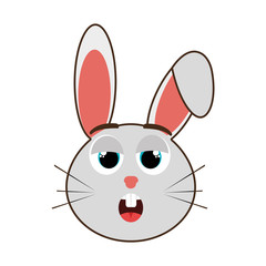 Obraz premium grey avatar rabbit with emotional face,vector graphic