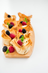 Homemade Filo Pastry Baskets with Mascarpone Cream and Berries