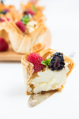 Homemade Filo Pastry Baskets with Mascarpone Cream and Berries