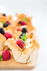 Homemade Filo Pastry Baskets with Mascarpone Cream and Berries