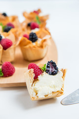 Homemade Filo Pastry Baskets with Mascarpone Cream and Berries