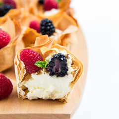 Homemade Filo Pastry Baskets with Mascarpone Cream and Berries