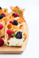 Homemade Filo Pastry Baskets with Mascarpone Cream and Berries