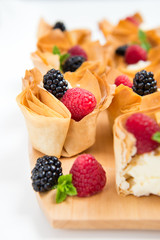 Homemade Filo Pastry Baskets with Mascarpone Cream and Berries