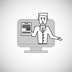 Insurance design. computer icon. Flat illustration, vector graph