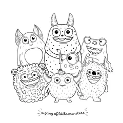Fotobehang Cartoon cute character Monsters. Vector sketch illustration. © DiViArts