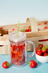 fresh  strawberry compote with ripe red strawberry